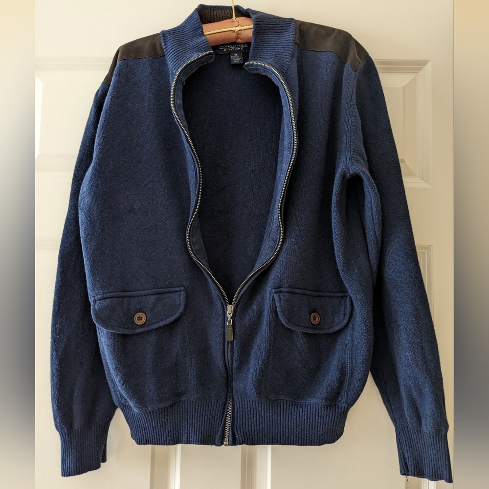 Cardigan full zip cotton big pockets patches Grandpa Flaw M …
